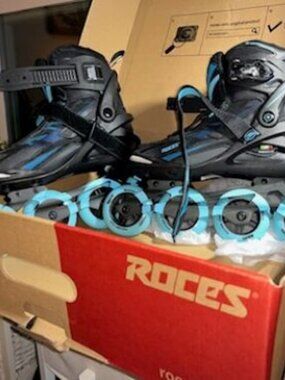 INLINE SKATES Women's SZ 9 BLACK W/BLUE TRIM LACE UP/BUCKLE CLOSURE #4